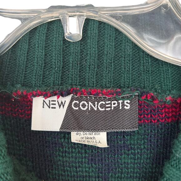 Vintage New Concepts Chevron Grandpa Sweater Sz L - Picture 2 of 5